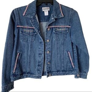 PENDLETON Embellished Beaded Denim Jean Jacket Size Medium Petite